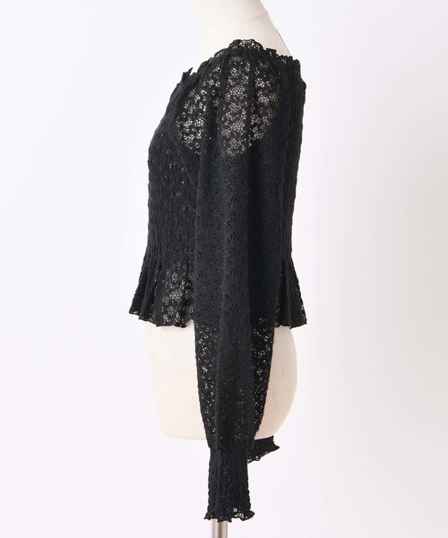 one after another NICE CLAUP（ワンアフターアナザーナイスクラップ）の「シャーリングレーストップス（Tシャツ/カットソー・レディース・ブラック/ピンク/アイボリー/ラベンダー/グレー系その他・FREE）」の9枚目の写真