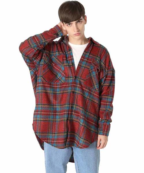 improves(インプローブス)の「Inspiration - improves select - チェックネルシャツジャケット(ノーカラージャケット)」|レッド