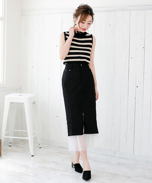 Julia Boutique(ジュリアブティック)の「ベーシックハイネックノースリーブリブニットトップス/510230(ニット/セーター・レディース・ホワイト/ブラック/グレー/ピンク/ネイビー/カーキ/ベージュ/ベージュ×ブラック/ブラウン/ミント/テラコッタ/ブルー/ボルドー・ONE)」の22枚目の写真