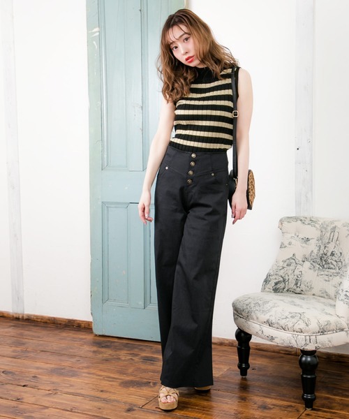 Julia Boutique(ジュリアブティック)の「ベーシックハイネックノースリーブリブニットトップス/510230(ニット/セーター・レディース・ホワイト/ブラック/グレー/ピンク/ネイビー/カーキ/ベージュ/ベージュ×ブラック/ブラウン/ミント/テラコッタ/ブルー/ボルドー・ONE)」の20枚目の写真