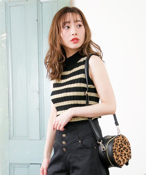 Julia Boutique(ジュリアブティック)の「ベーシックハイネックノースリーブリブニットトップス/510230(ニット/セーター・レディース・ホワイト/ブラック/グレー/ピンク/ネイビー/カーキ/ベージュ/ベージュ×ブラック/ブラウン/ミント/テラコッタ/ブルー/ボルドー・ONE)」の19枚目の写真