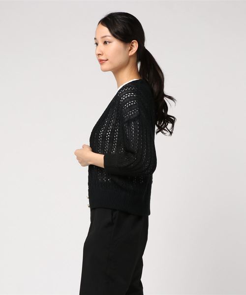 MIIA(ミーア)の「透かし編みカーディガン(カーディガン/ボレロ・レディース・ピンク/オフホワイト/ブラック/ベージュ・FREE)」の5枚目の写真