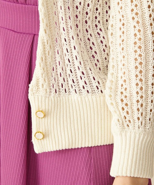 MIIA(ミーア)の「透かし編みカーディガン(カーディガン/ボレロ・レディース・ピンク/オフホワイト/ブラック/ベージュ・FREE)」の9枚目の写真