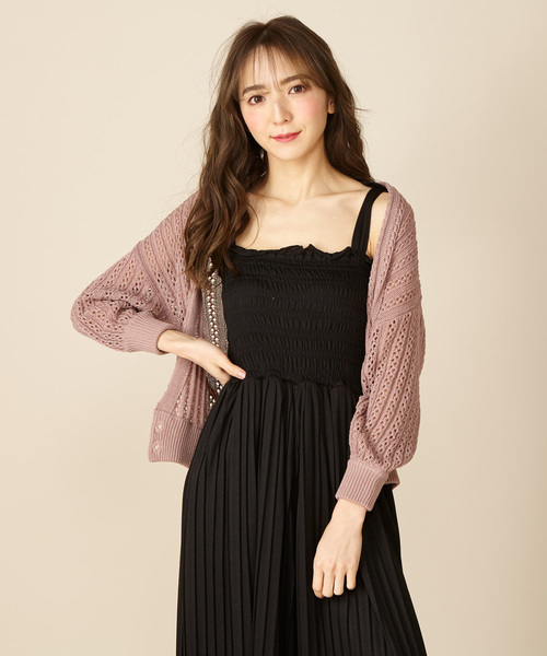 MIIA(ミーア)の「透かし編みカーディガン(カーディガン/ボレロ・レディース・ピンク/オフホワイト/ブラック/ベージュ・FREE)」の13枚目の写真