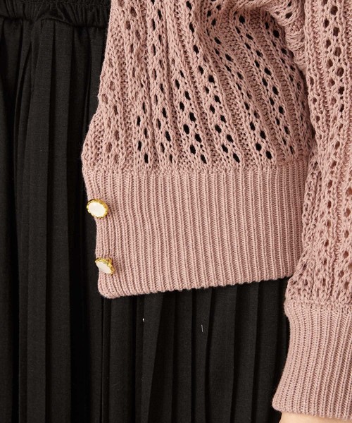 MIIA(ミーア)の「透かし編みカーディガン(カーディガン/ボレロ・レディース・ピンク/オフホワイト/ブラック/ベージュ・FREE)」の14枚目の写真