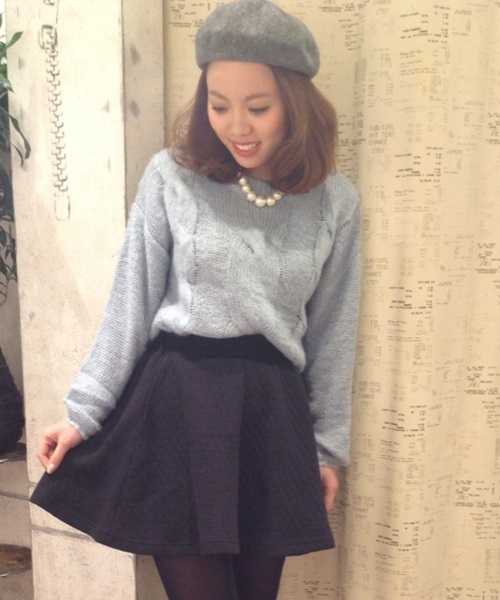 Chico（チコ）の「ケーブルニット（ニット/セーター・レディース・ネイビー/ブルー/ピンクベージュ/ホワイト・FREE）」の3枚目の写真