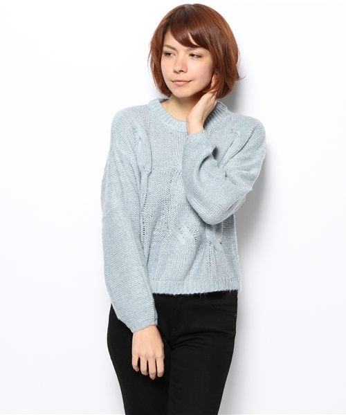 Chico（チコ）の「ケーブルニット（ニット/セーター・レディース・ネイビー/ブルー/ピンクベージュ/ホワイト・FREE）」の8枚目の写真