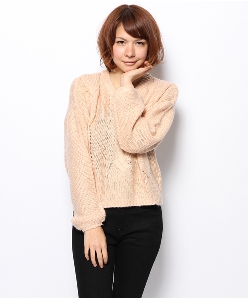 Chico（チコ）の「ケーブルニット（ニット/セーター・レディース・ネイビー/ブルー/ピンクベージュ/ホワイト・FREE）」の7枚目の写真