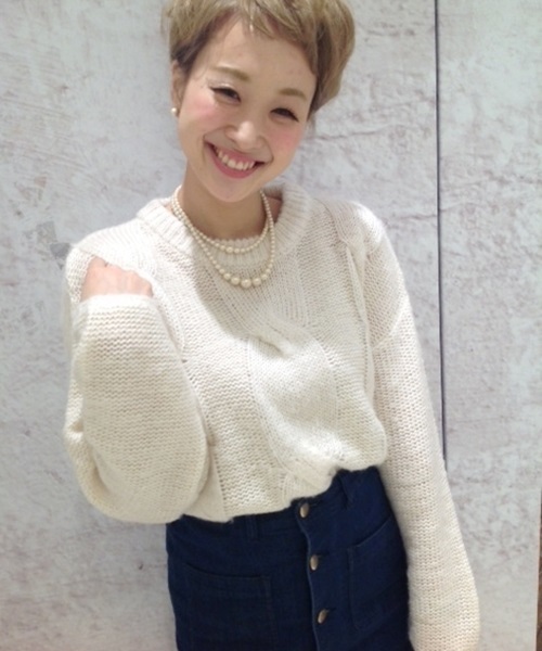 Chico（チコ）の「ケーブルニット（ニット/セーター・レディース・ネイビー/ブルー/ピンクベージュ/ホワイト・FREE）」の15枚目の写真