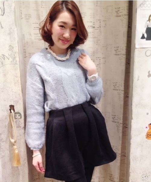 Chico（チコ）の「ケーブルニット（ニット/セーター・レディース・ネイビー/ブルー/ピンクベージュ/ホワイト・FREE）」の14枚目の写真