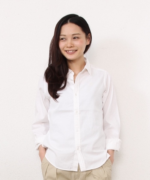 coen（コーエン）の「ライトオックスフォードシャツ（シャツ/ブラウス・レディース・ホワイト/ライトブルー・SMALL/LARGE/MEDIUM）」の2枚目の写真