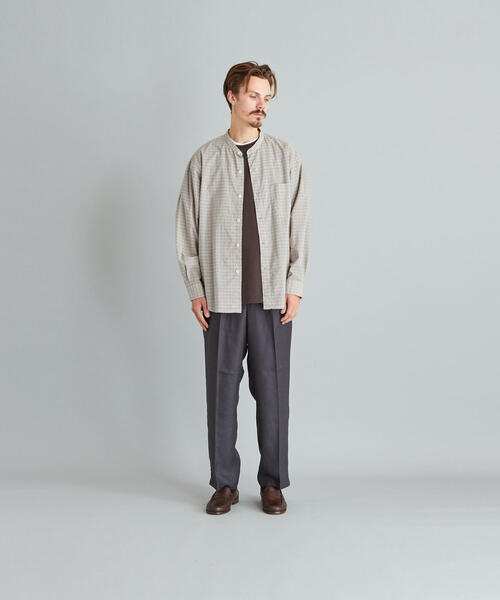 Steven Alan（スティーブンアラン）の「＜Steven Alan＞ C/SI CHECK BAND COLLAR SHIRT-LOOSE/シャツ（シャツ/ブラウス・メンズ・ブラック/グレー・L/M/S/XL）」の18枚目の写真