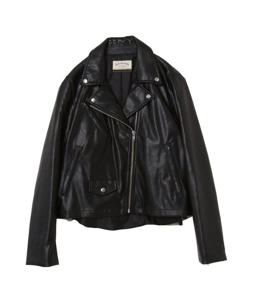 doll up oops(ドールアップウップス)の「バックチュール フェイクレザーライダースジャケット(ライダースジャケット)」|ブラック