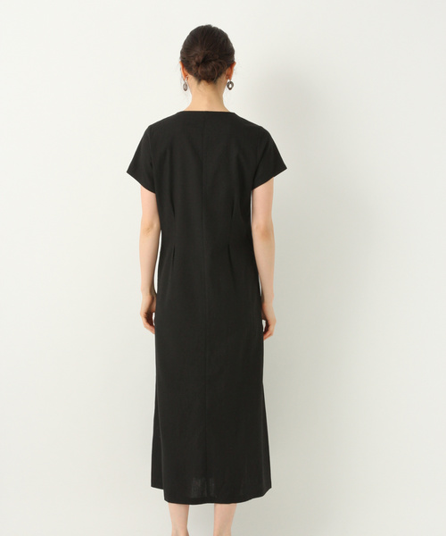 GLOBAL WORK（グローバルワーク）の「リネンマエボタンＶネックワンピース/842116（ワンピース・レディース・ブラック/カーキ/アイボリー・MEDIUM/LARGE）」の9枚目の写真