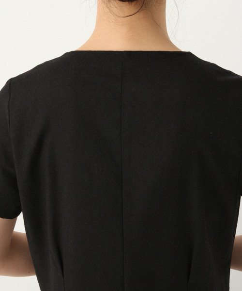 GLOBAL WORK（グローバルワーク）の「リネンマエボタンＶネックワンピース/842116（ワンピース・レディース・ブラック/カーキ/アイボリー・MEDIUM/LARGE）」の15枚目の写真