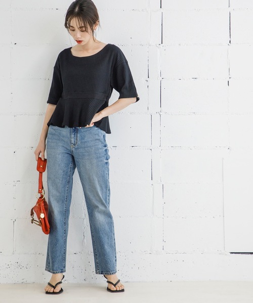 Emma Taylor（エマテイラー）の「リブジャジーぺプラムプルオーバー（ニット/セーター・レディース・ブラック/オフホワイト・FREE）」の9枚目の写真