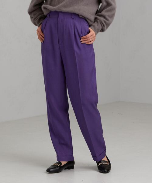 green label relaxing(グリーンレーベルリラクシング)の「◆FM FM RY/コットン ツイル テーパード パンツ ※(その他パンツ・レディース・パープル/ブラック/ピンク・38/40/36/34)」の2枚目の写真