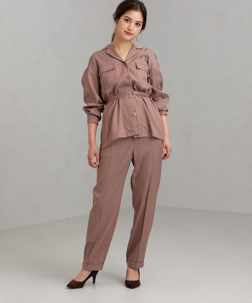 green label relaxing(グリーンレーベルリラクシング)の「◆FM FM RY/コットン ツイル テーパード パンツ ※(その他パンツ・レディース・パープル/ブラック/ピンク・38/40/36/34)」の11枚目の写真