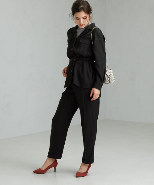 green label relaxing(グリーンレーベルリラクシング)の「◆FM FM RY/コットン ツイル テーパード パンツ ※(その他パンツ・レディース・パープル/ブラック/ピンク・38/40/36/34)」の5枚目の写真