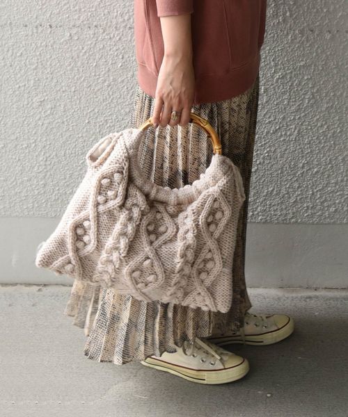 Khaju（カージュ）の「【WEB限定】ケーブルニットバッグ（ハンドバッグ