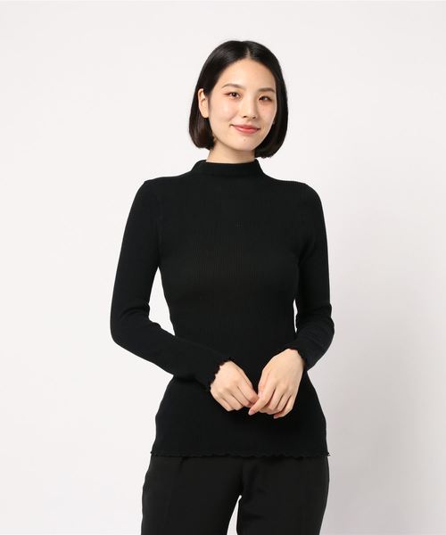 「SLOBE IENA」 長袖カットソー - ブラック レディース セール】針抜きリブプルオーバー◇（Tシャツ/カットソー