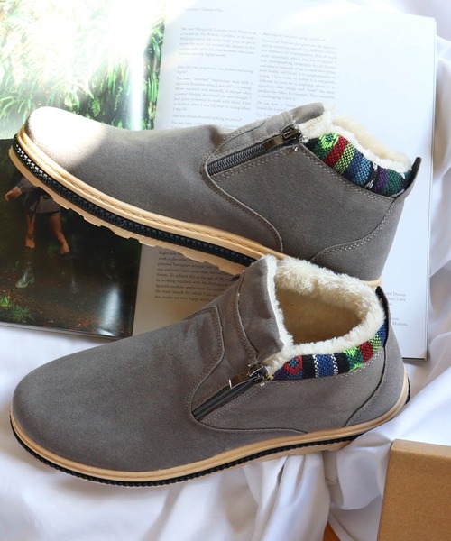 AAA+（サンエープラス）の「AAA+ / ふわふわボアが暖かいダブルジップムートンブーツ(2381)（ブーツ・レディース・ブラック/ネイビー/ブラウン/グレー/ベージュ/ダークブラウン/カーキ・38/39/41/42/43/36/37/44/46/40/45）」の3枚目の写真