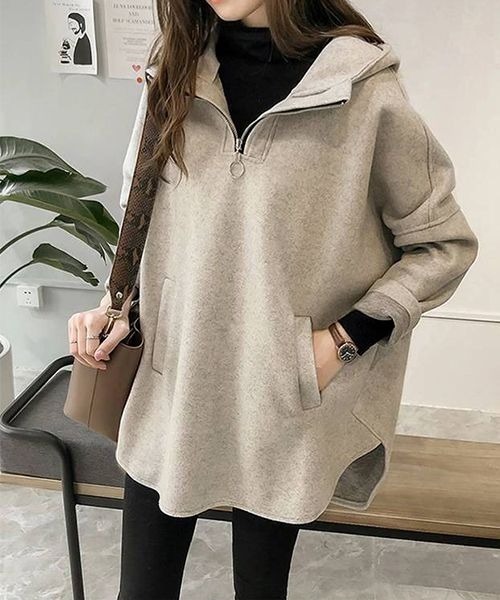 AMELY(エミリー)の「プルオーバーフードパーカー(パーカー・レディース・ブラック/グレー/インディゴブルー/マスタード・フリー)」の3枚目の写真