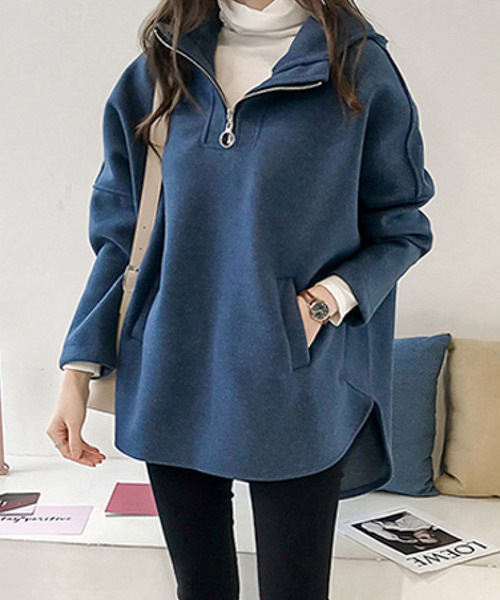 AMELY(エミリー)の「プルオーバーフードパーカー(パーカー・レディース・ブラック/グレー/インディゴブルー/マスタード・フリー)」の1枚目の写真