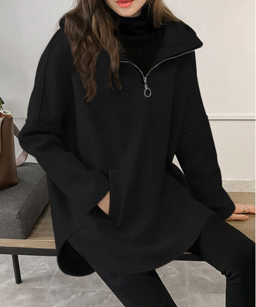 AMELY(エミリー)の「プルオーバーフードパーカー(パーカー・レディース・ブラック/グレー/インディゴブルー/マスタード・フリー)」の5枚目の写真