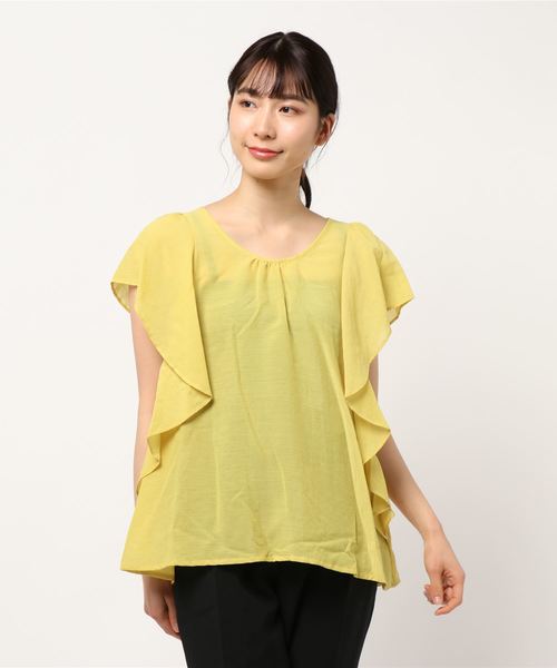 miniyu(ミニュウ)の「SOVRA/フリルブラウス(シャツ/ブラウス・レディース・ボルドー/マスタード/ベージュ/カーキ・FREE)」の1枚目の写真