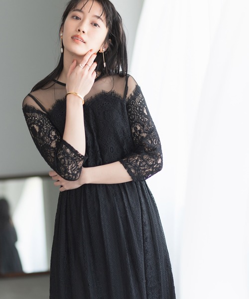 セール Adam 一部web限定 チュールパネルレースドレス ワンピース ワンピース ワンピース Adam Et Rope アダムエロペ のファッション