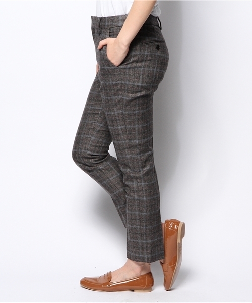 SHIPS for women（シップスフォーウィメン）の「★★ウールグレンチェック 9レングス パンツ（その他パンツ・レディース・カーキ/チャコールグレー・38/40/36）」の4枚目の写真