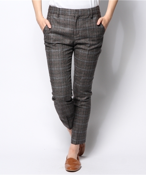 SHIPS for women（シップスフォーウィメン）の「★★ウールグレンチェック 9レングス パンツ（その他パンツ・レディース・カーキ/チャコールグレー・38/40/36）」の3枚目の写真