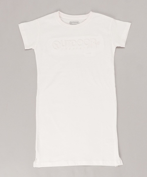 Products アウトドアプロダクツ のファッション セール ワンピース Outdoor 同色プリント ブランドロゴ ワンピース Outdoor ｋｉｄｓエンボスロゴワンピース