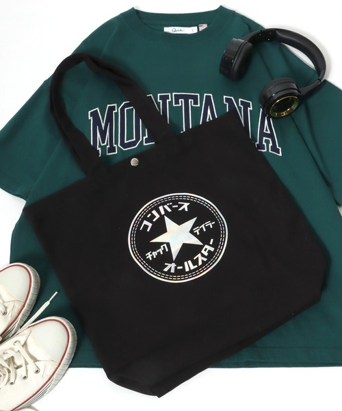 CONVERSE（コンバース）の「CONVERSE（コンバース）カタカナロゴ キャンバストートバッグ（トートバッグ・レディース・ブラック×ゴールド/ホワイト×レッド/ホワイト×ブラック/ブラック×シルバー/ブラック×ホワイト・FREE）」の16枚目の写真