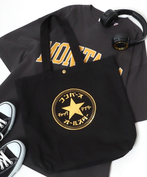CONVERSE（コンバース）の「CONVERSE（コンバース）カタカナロゴ キャンバストートバッグ（トートバッグ・レディース・ブラック×ゴールド/ホワイト×レッド/ホワイト×ブラック/ブラック×シルバー/ブラック×ホワイト・FREE）」の18枚目の写真