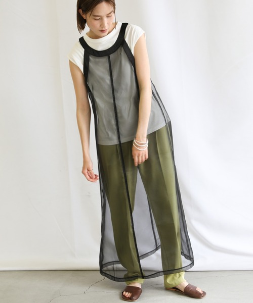 select MOCA（セレクトモカ）の「シアーラウンドスリーブワンピース　　センターラインシースルーワンピース　　シアーワンピース（ワンピース・レディース・ブラック/オレンジ/ライトグリーン/アイボリー・FREE）」の3枚目の写真