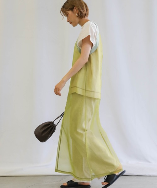 select MOCA（セレクトモカ）の「シアーラウンドスリーブワンピース　　センターラインシースルーワンピース　　シアーワンピース（ワンピース・レディース・ブラック/オレンジ/ライトグリーン/アイボリー・FREE）」の17枚目の写真