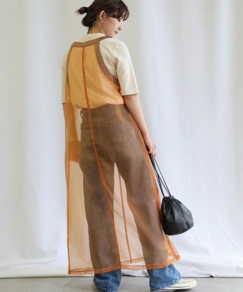 select MOCA（セレクトモカ）の「シアーラウンドスリーブワンピース　　センターラインシースルーワンピース　　シアーワンピース（ワンピース・レディース・ブラック/オレンジ/ライトグリーン/アイボリー・FREE）」の16枚目の写真