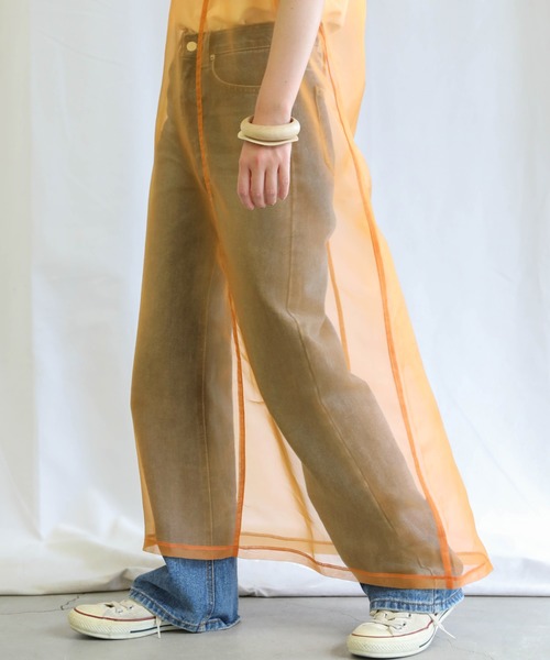 select MOCA（セレクトモカ）の「シアーラウンドスリーブワンピース　　センターラインシースルーワンピース　　シアーワンピース（ワンピース・レディース・ブラック/オレンジ/ライトグリーン/アイボリー・FREE）」の18枚目の写真