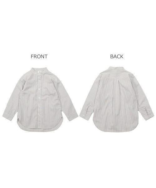 devirock（デビロック）の「スタンドカラーロング丈シャツ（シャツ/ブラウス・キッズ・チェック/ダークブラウン/ホワイト/ストライプ・150cm/120cm/100cm/110cm/130cm/140cm/160cm）」の10枚目の写真