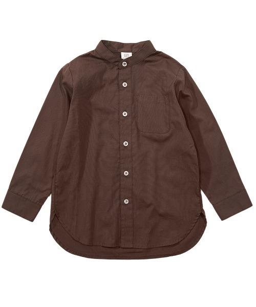 devirock（デビロック）の「スタンドカラーロング丈シャツ（シャツ/ブラウス・キッズ・チェック/ダークブラウン/ホワイト/ストライプ・150cm/120cm/100cm/110cm/130cm/140cm/160cm）」の12枚目の写真