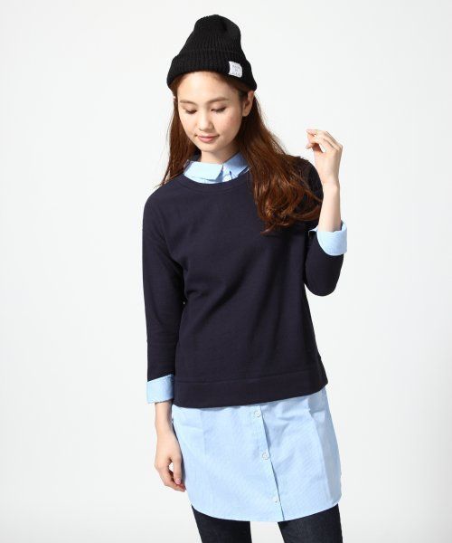 GLOBAL WORK(グローバルワーク)の「シャツコンビカットワンピース/550807(ワンピース・レディース・ホワイト/グレー/グリーン/ネイビー・MEDIUM/LARGE)」の1枚目の写真