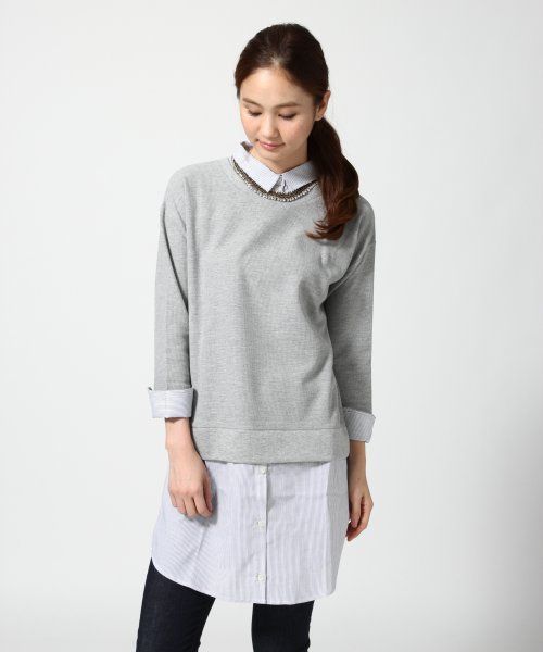 GLOBAL WORK(グローバルワーク)の「シャツコンビカットワンピース/550807(ワンピース・レディース・ホワイト/グレー/グリーン/ネイビー・MEDIUM/LARGE)」の3枚目の写真