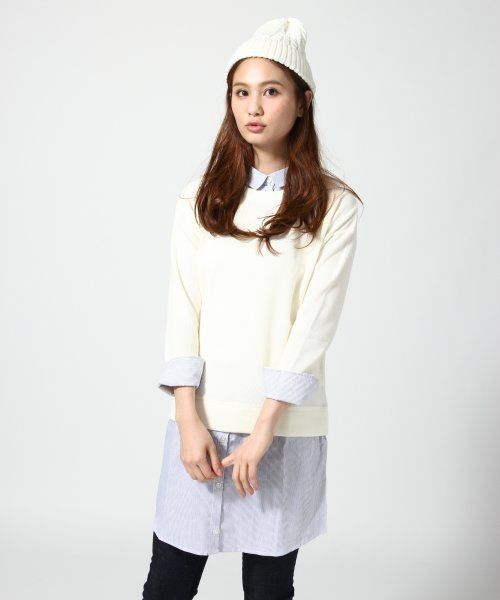GLOBAL WORK(グローバルワーク)の「シャツコンビカットワンピース/550807(ワンピース・レディース・ホワイト/グレー/グリーン/ネイビー・MEDIUM/LARGE)」の2枚目の写真