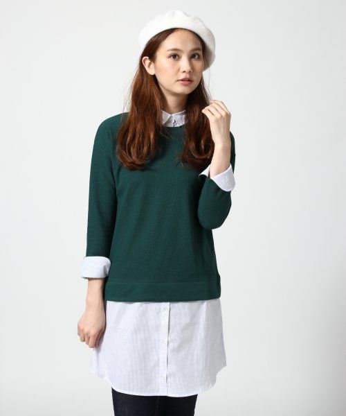 GLOBAL WORK(グローバルワーク)の「シャツコンビカットワンピース/550807(ワンピース・レディース・ホワイト/グレー/グリーン/ネイビー・MEDIUM/LARGE)」の4枚目の写真
