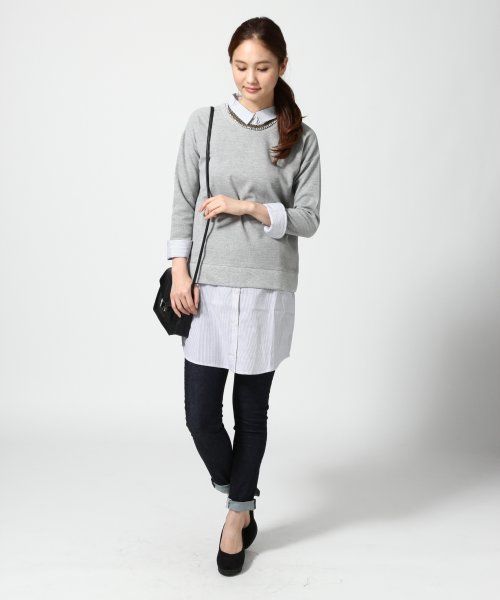 GLOBAL WORK(グローバルワーク)の「シャツコンビカットワンピース/550807(ワンピース・レディース・ホワイト/グレー/グリーン/ネイビー・MEDIUM/LARGE)」の6枚目の写真