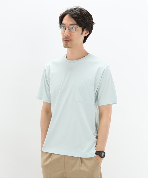 EDIFICE（エディフィス）の「FUNCTIONAL スムース コットン クルーネックTシャツ（Tシャツ/カットソー・メンズ・ホワイト×ホワイト/ベージュ系その他/ネイビー/サックスブルー/ブルー/アーミー・LARGE/MEDIUM/SMALL/X-LARGE）」の4枚目の写真