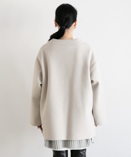 LOWRYS FARM（ローリーズファーム）の「ＴＲノーカラージャケット　887608（ノーカラージャケット・レディース・ブラウン/ブルー/アイボリー・FREE）」の10枚目の写真