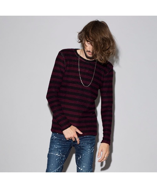 NO ID.(ノーアイディ)の「【NO ID.】Bicule Lamb Pile Border Crew-Neck Pullover / ビキューレ ラム パイル ボーダー クルーネック プルオーバー(ニット/セーター・メンズ・ホワイト×ブラック/グレー系その他/ホワイト×ネイビー/ブラック系その他3・2/3/1)」の3枚目の写真
